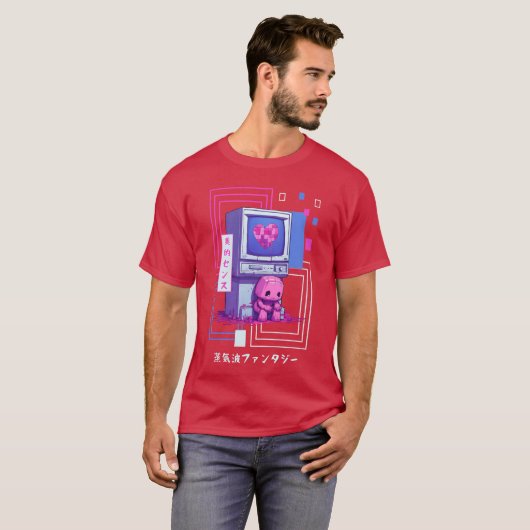 Kawaii Japanese Retro 90s Nostalgia Vaporwave Retr T-shirt (Voorkant volledig)