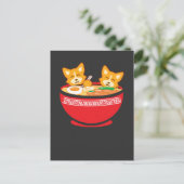 Kawaii Japans Anime Corgi Dog Funny Ramen Gift Briefkaart (Staand voorkant)