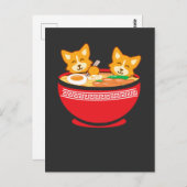 Kawaii Japans Anime Corgi Dog Funny Ramen Gift Briefkaart (Voorkant / Achterkant)