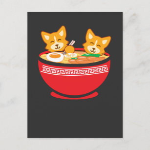 Kawaii Japans Anime Corgi Dog Funny Ramen Gift Briefkaart