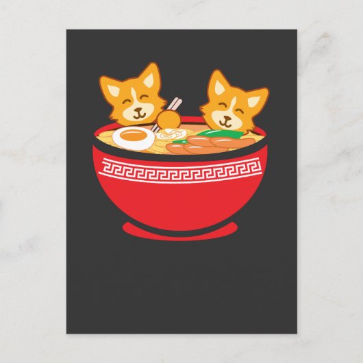 Kawaii Japans Anime Corgi Dog Funny Ramen Gift Briefkaart (Voorkant)