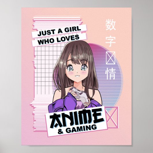 Kawaii Japans Anime & Gaming - Vaporwave Anime Poster (Voorkant)