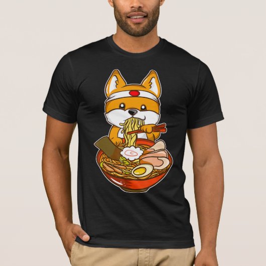 Kawaii japans anime shiba inu ramen t-shirt (Voorkant)