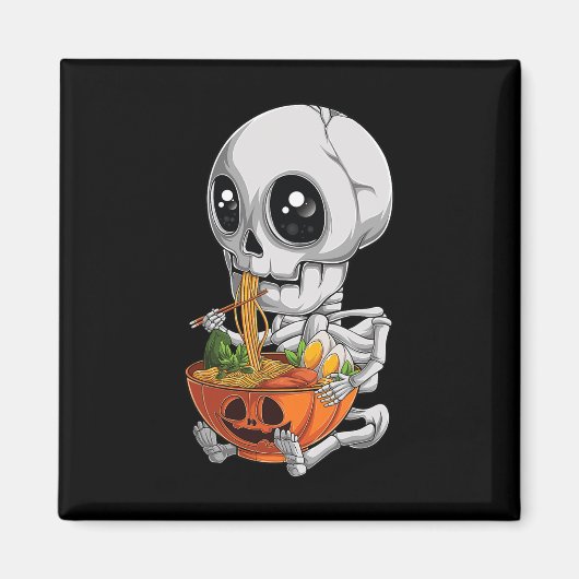 Kawaii Japans Anime Skeleton Halloween Ramen Foo Magneet (Voorkant)