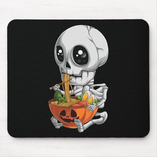 Kawaii Japans Anime Skeleton Halloween Ramen Foo Muismat (Voorkant)