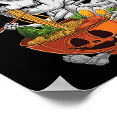 Kawaii Japans Anime Skeleton Halloween Ramen Foo Poster (Hoek)