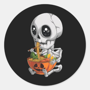 Kawaii Japans Anime Skeleton Halloween Ramen Foo Ronde Sticker