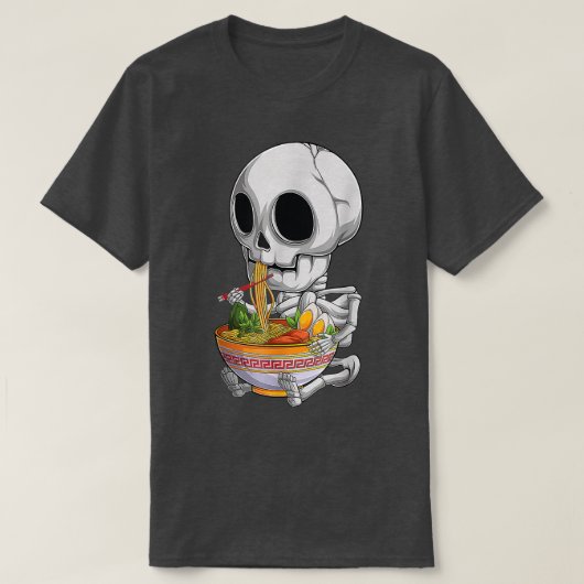 kawaii japans dier Skeleton Halloween ramen Foo T-shirt (Design voorkant)