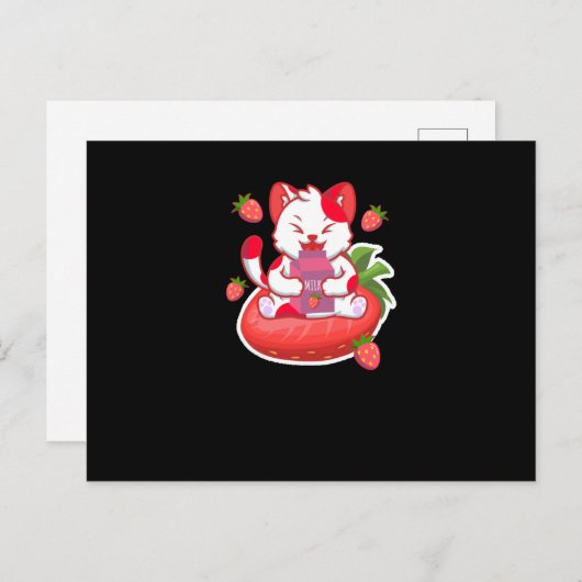 Kawaii Japans kat melk Briefkaart (Voorkant / Achterkant)