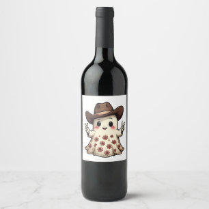 Kawaii Japans Pastel Cowboy Geest Halloween Wijn Etiket