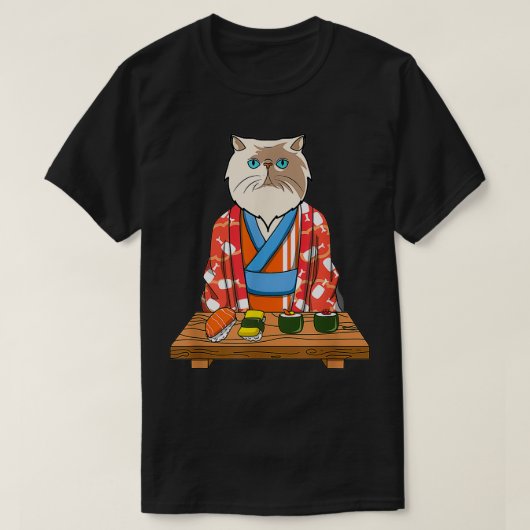 Kawaii Japans persiaans karton Kimono Sushi T-shirt (Design voorkant)