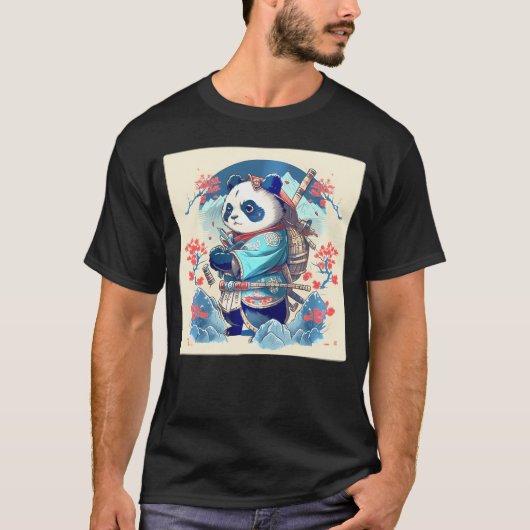 Kawaii Japans Samurai Anime Panda T-shirt (Voorkant)