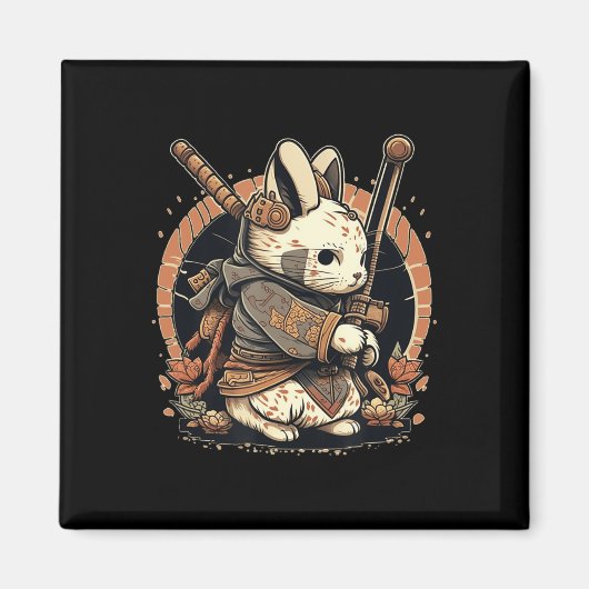 Kawaii Japans Stijl Samurai Bunny Anime Magneet (Voorkant)