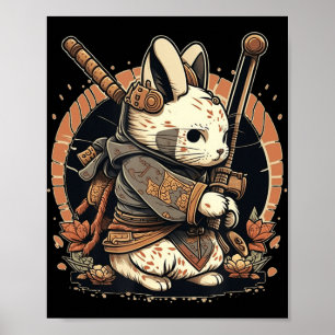 Kawaii Japans Stijl Samurai Bunny Anime Poster
