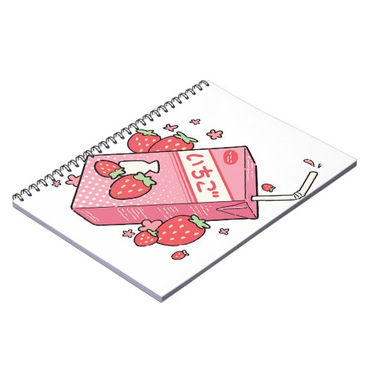 Kawaii Japans Strawberry Juice Box Notitieboek (Linkerzijde)