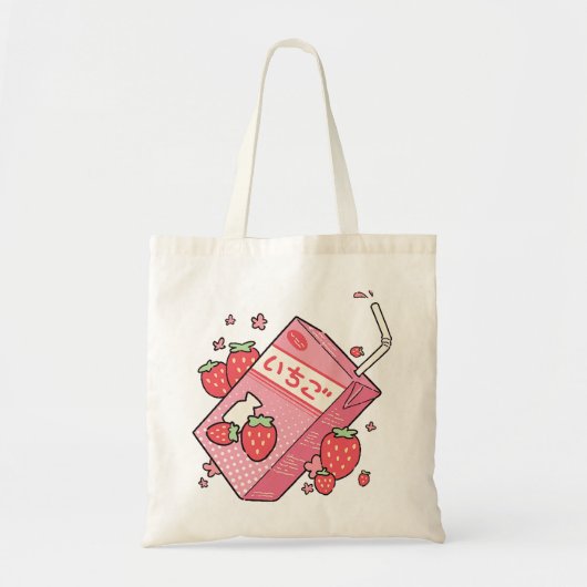 Kawaii Japans Strawberry Juice Box Tote Bag (Voorkant)