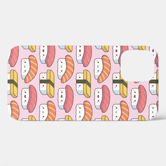 Kawaii Japans Sushi Food Doodle Pattern Roze Case-Mate iPhone Case (Achterkant (horizontaal))