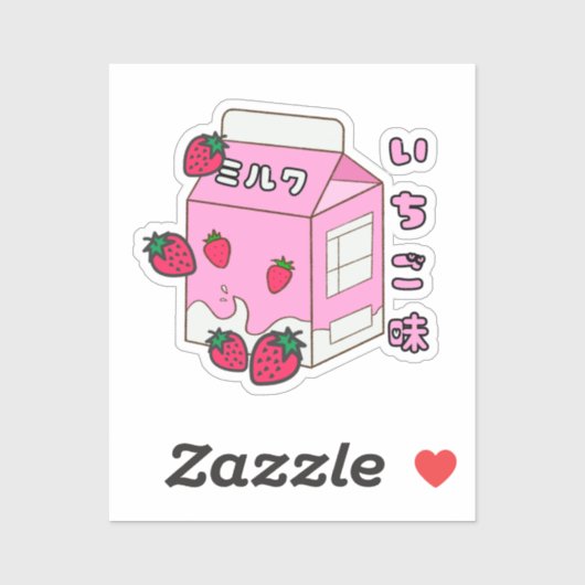 Kawaii Japanse aardbeienmelk Sticker (Vel)
