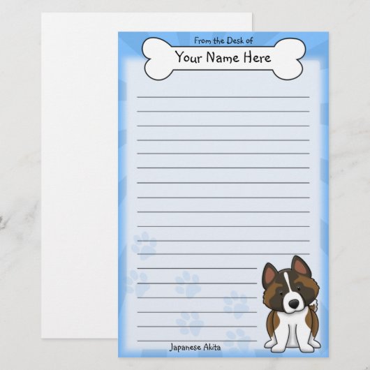 Kawaii Japanse Akita Stationery Briefpapier (Voorkant / Achterkant)