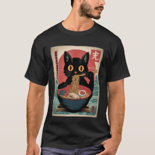 Kawaii Japanse Anime Kat Ramen Kat Eet Noedels T-shirt
