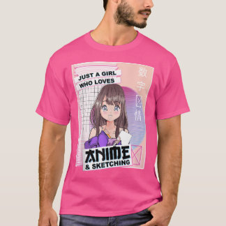 Kawaii Japanse anime schetsen -Vaporwave anime T-shirt