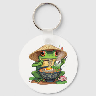 Kawaii Japanse esthetische kikker noedels Sleutelhanger