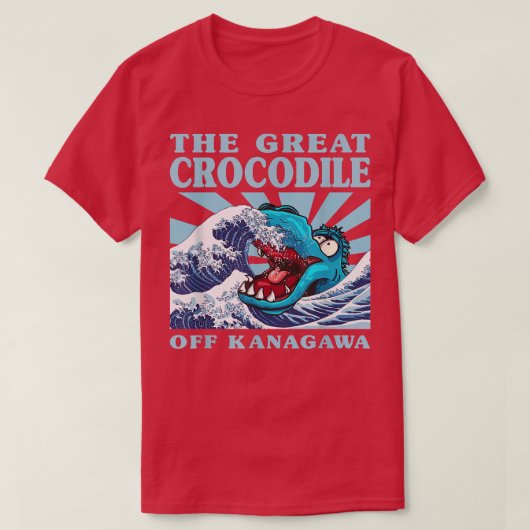 Kawaii Japanse Great Wave Great Crocodile Cute Ja T-shirt (Design voorkant)