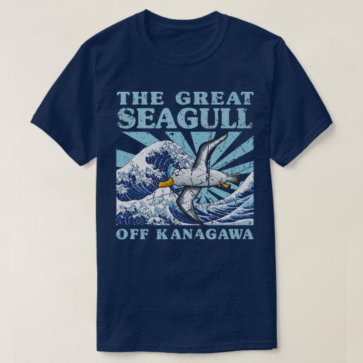 Kawaii Japanse Great Wave Great Seagull Cute Japa T-shirt (Design voorkant)