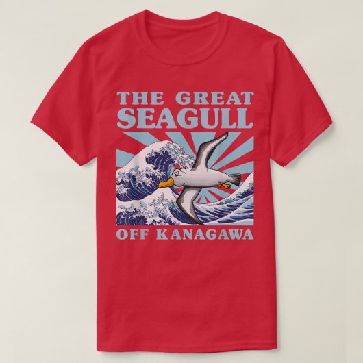Kawaii Japanse Great Wave Great Seagull Cute Japa T-shirt (Design voorkant)