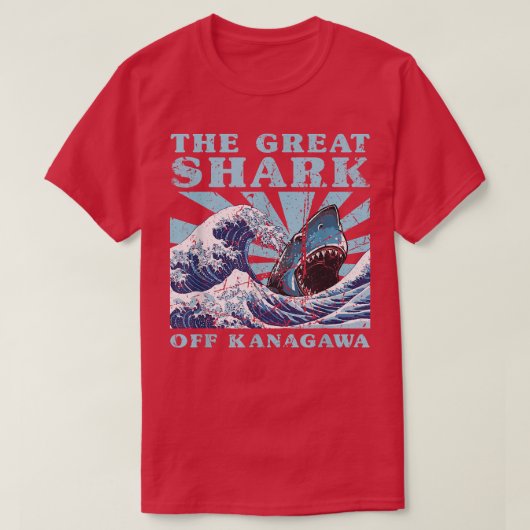 Kawaii Japanse Great Wave Great Shark Cute Japan T-shirt (Design voorkant)