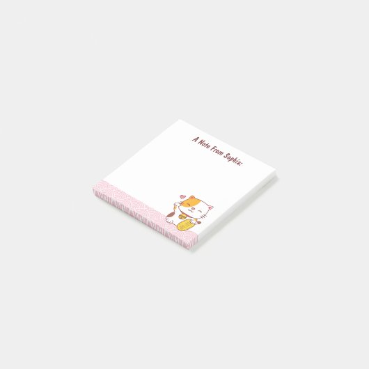 Kawaii Japanse Maneki Neko Succes Kat Post-it® Notes (Schuin)