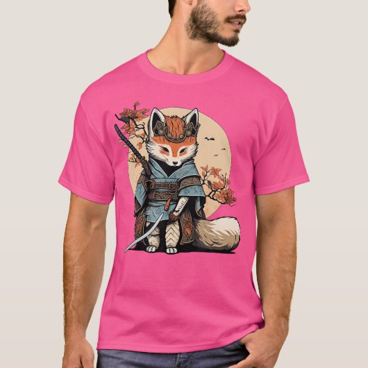 Kawaii Japanse Samurai Fox Anime T-shirt (Voorkant)