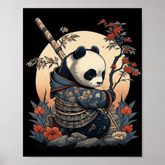Kawaii Japanse stijl Samurai Anime Panda Poster (Voorkant)