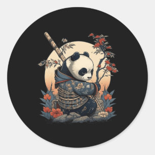 Kawaii Japanse stijl Samurai Anime Panda Ronde Sticker
