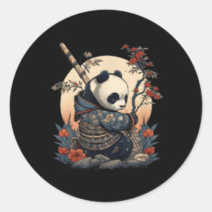 Kawaii Japanse stijl Samurai Anime Panda Ronde Sticker
