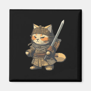 Kawaii Japanse stijl Samurai Cat Anime Magneet