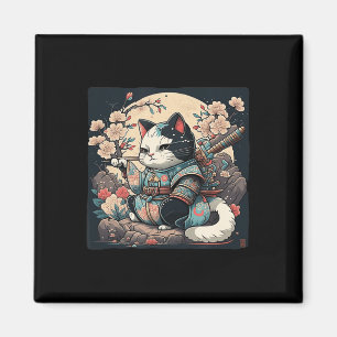 Kawaii Japanse stijl Samurai Cat Kitten Anime Magneet