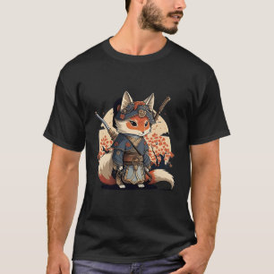 Kawaii Japanse Stijl Samurai Fox Anime T-shirt
