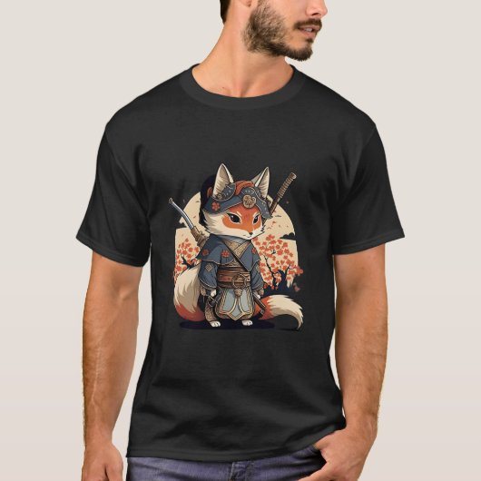 Kawaii Japanse stijl Samurai Vos Anime T-shirt (Voorkant)