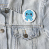 Kawaii Jellyfish Pin Badge Blue Ronde Button 5,7 Cm (In situ)