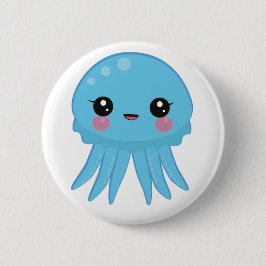 Kawaii Jellyfish Pin Badge Blue Ronde Button 5,7 Cm