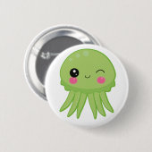 Kawaii Jellyfish Pin Badge Green Ronde Button 5,7 Cm (Voorkant /achterkant)