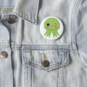 Kawaii Jellyfish Pin Badge Green Ronde Button 5,7 Cm (In situ)