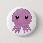 Kawaii Jellyfish Pin Badge Paars Ronde Button 5,7 Cm (Voorkant)