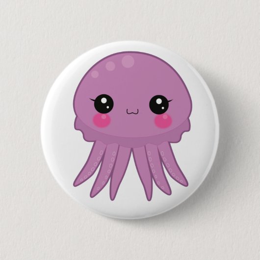 Kawaii Jellyfish Pin Badge Paars Ronde Button 5,7 Cm (Voorkant)