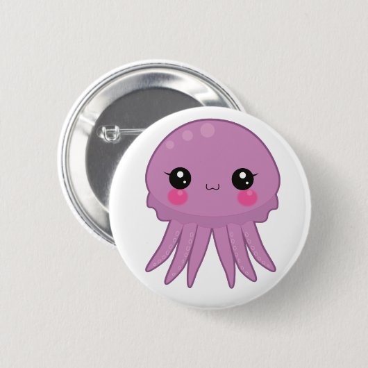 Kawaii Jellyfish Pin Badge Paars Ronde Button 5,7 Cm (Voorkant /achterkant)