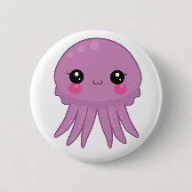 Kawaii Jellyfish Pin Badge Paars