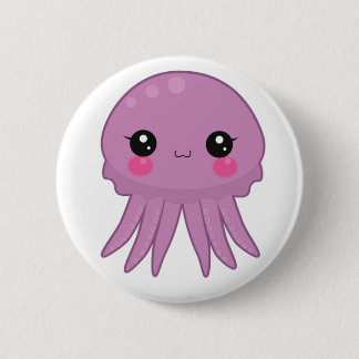 Kawaii Jellyfish Pin Badge Paars Ronde Button 5,7 Cm