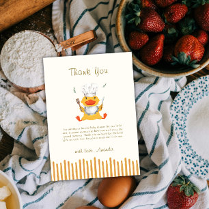 Kawaii Jongen Kleine Eend Chef Baby Shower Bedankkaart