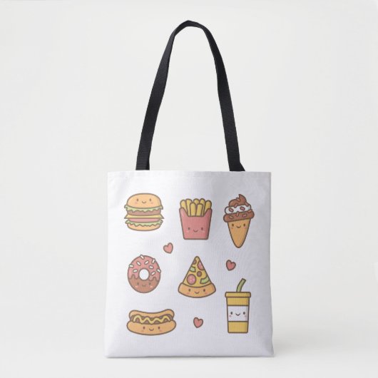 Kawaii Junk Food Girls Canvas tas (Voorkant)